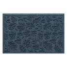 Overhead of a medium Fall Day WaterHog indoor/outdoor door mat with a relaxed blue fallen leaves pattern.