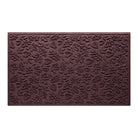 Overhead of a large Fall Day all-weather door mat in a deep wine red color with a fallen leaves, bi-level design.