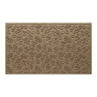 Overhead of a large WaterHog indoor/outdoor doormat in a light tan, fallen leaves design; an American-made mat.