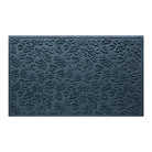 Overhead of a large Fall Day outdoor door mat with a relaxed blue fallen leaves pattern.