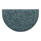 Overhead of Fall Day WaterHog indoor/outdoor half-round doormat in a light blue/grey fallen leaves pattern.