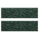 Overhead of a Pair of WaterHog Fall Day stair treads with a deep green fallen leaves design.