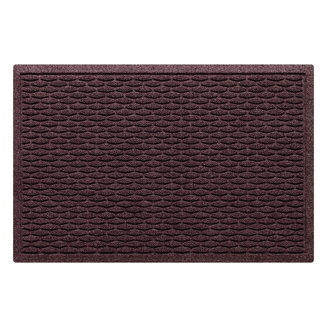 A 2x3 WateHog Hampton outdoor doormat in a maroon color with a raised repetitive small oval design.