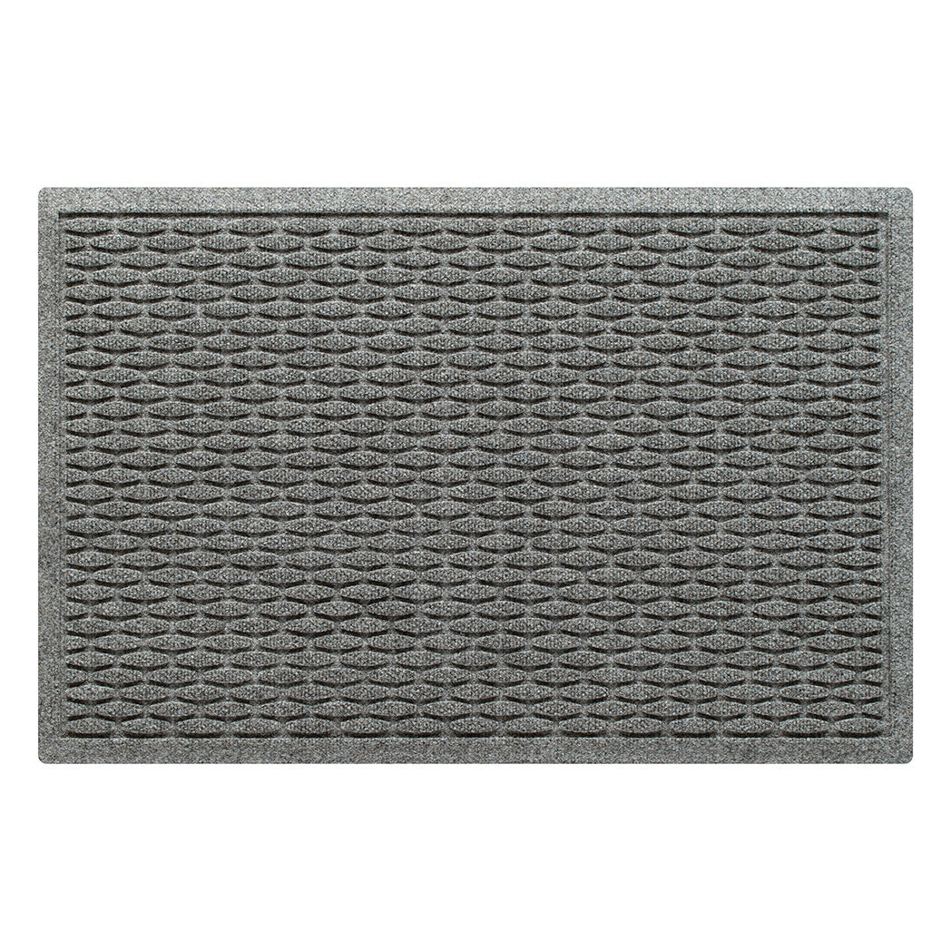 A 2x3 WateHog Hampton outdoor doormat in a grey color with a raised repetitive small oval design.