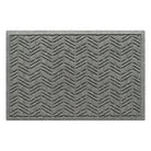 A 2x3 WaterHog indoor/outdoor luxury doormat in a light grey chevron-like design, and eco-friendly, durable surface.