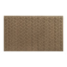 An OG WaterHog 3x5 indoor/outdoor doormat in a light tan cheveron-like pattern, eco-friendly surface, and durable rubber backing.