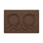 A large WaterHog Kitty Face bowl mat overhead, with a dark earthy brown surface.