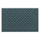 A premium WaterHog 2x3 indoor/outdoor doormat in a light blue/grey color with an interwoven diagonal lines, bi-level design.