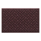 A Lattice WaterHog 2x3 outdoor all-weather door mat with a deep wine red color and interwoven diagonal lines design.