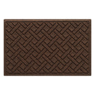 Authentic WaterHog 2x3 outdoor doormat in a dark earthy brown interwoven diagonal lines, bi-level design.