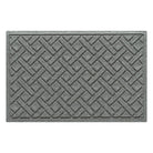 Overhead of a WaterHog Lattice luxury doormat in a light grey interwoven diagonal lines, bi-level pattern.