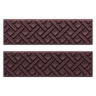 Two WaterHog Lattice water-resistant stair treads with a deep wine red eco-friendly surface.