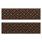 Lattice WaterHog indoor/outdoor stair treads in a dark earthy brown interwoven diagonal lines pattern.