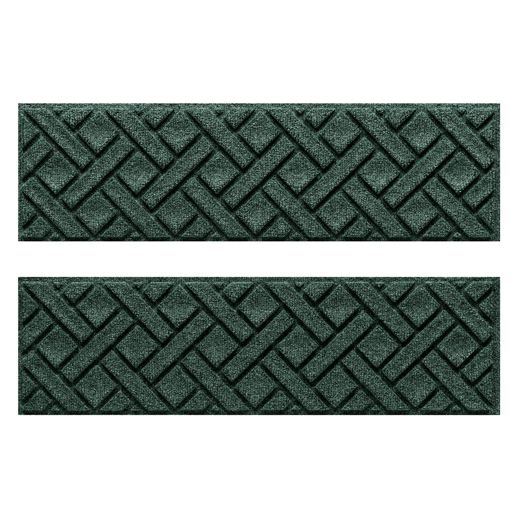 Lattice WaterHog indoor/outdoor outdoor stair treads with a deep green eco-friendly surface.