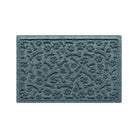 An 18x28 WaterHog Paws & Bones bowl mat overhead, in a light blue/grey, fast-drying, bi-level surface.