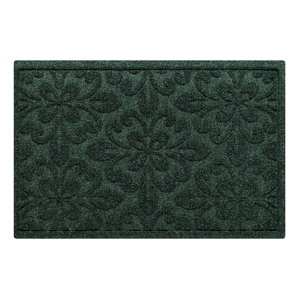 WaterHog Phoenix 2x3 indoor/outdoor doormat in deep green, featuring a quad pedal floral design, displayed on a white background.