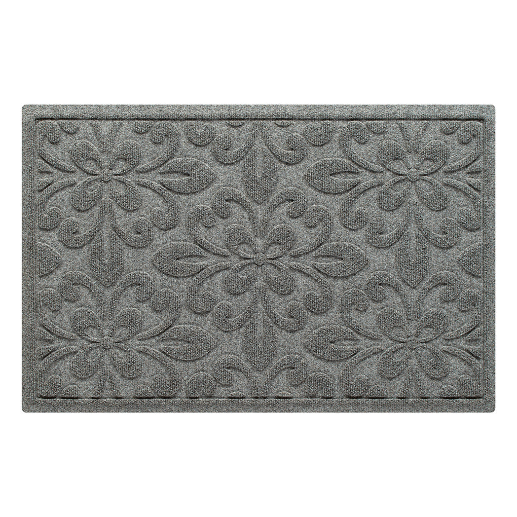 WaterHog Phoenix 2x3 indoor/outdoor doormat in light grey, featuring a quad pedal floral design, displayed on a white background.