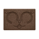 A large WaterHog Puppy Face bowl mat overhead, with a dark earthy brown, fast-drying surface; an American-made mat.