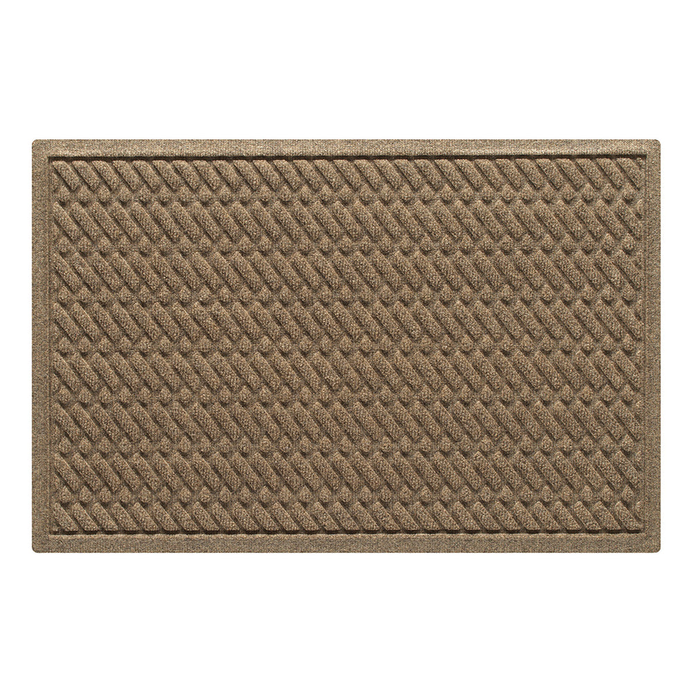 A WaterHog Sentry medium indoor/outdoor doormat in light tan, featuring a textured geometric pattern with diagonal ridges running in parallel lines, is displayed on a white background.