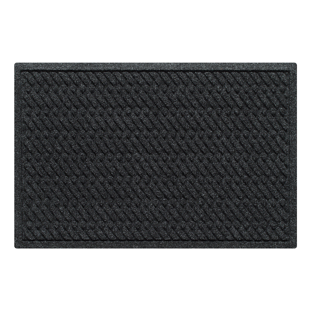 A WaterHog 2x3 indoor/outdoor Modern door mat with a deep grey diagonal design, fade-resistant surface, and durable rubber backing.