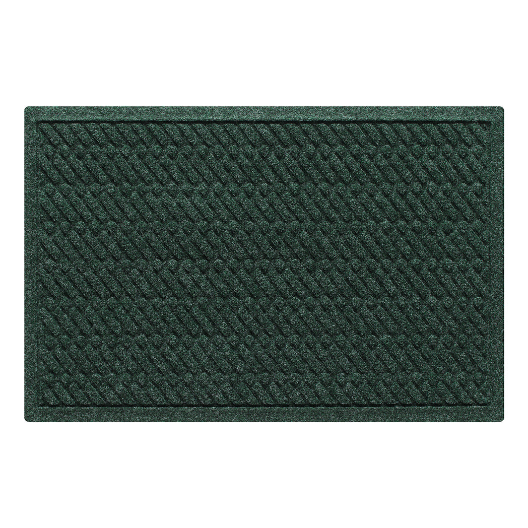 Genuine WaterHog medium outdoor door mat with a deep green diagonal design, an American-made mat.