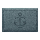 WaterHog Ship's Anchor all-weather doormat in blue/grey, featuring a raised anchor design in the center with a decorative rope like border, displayed on a white background. 