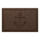 WaterHog Ship's Anchor all-weather doormat in a dark brown, featuring a raised anchor design in the center with a decorative rope like border, displayed on a white background.