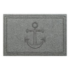 WaterHog Ship's Anchor all-weather doormat in light grey, featuring a raised anchor design in the center with a decorative rope like border, displayed on a white background. 