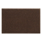 Overhead of a WaterHog medium-sized outdoor doormat in a dark earthy brown surface and uniform grid pattern.