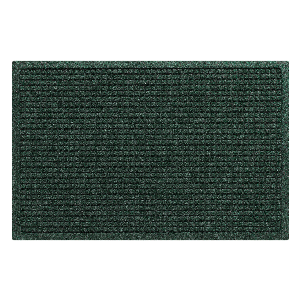 A genuine WaterHog 2x3 outdoor door mat with a deep green uniform grid design on durable rubber backing.