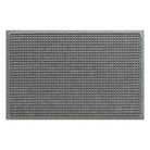 Overhead of a WaterHog traditional Squares, medium-sized doormat in a light grey uniform grid, bi-level pattern.