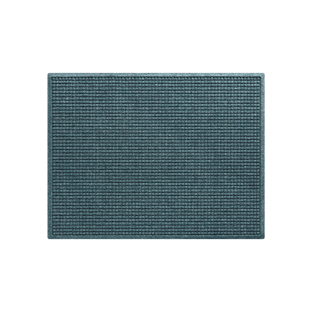 WaterHog 3'x4' Squares indoor/outdoor mat with a light blue/grey, stain-resistant PET surface.