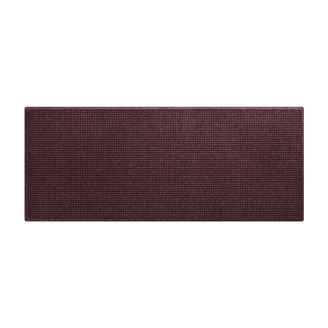 WaterHog Squares runner in a 3x6 size, with a dark wine eco-friendly surface, that's backed by durable rubber backing.