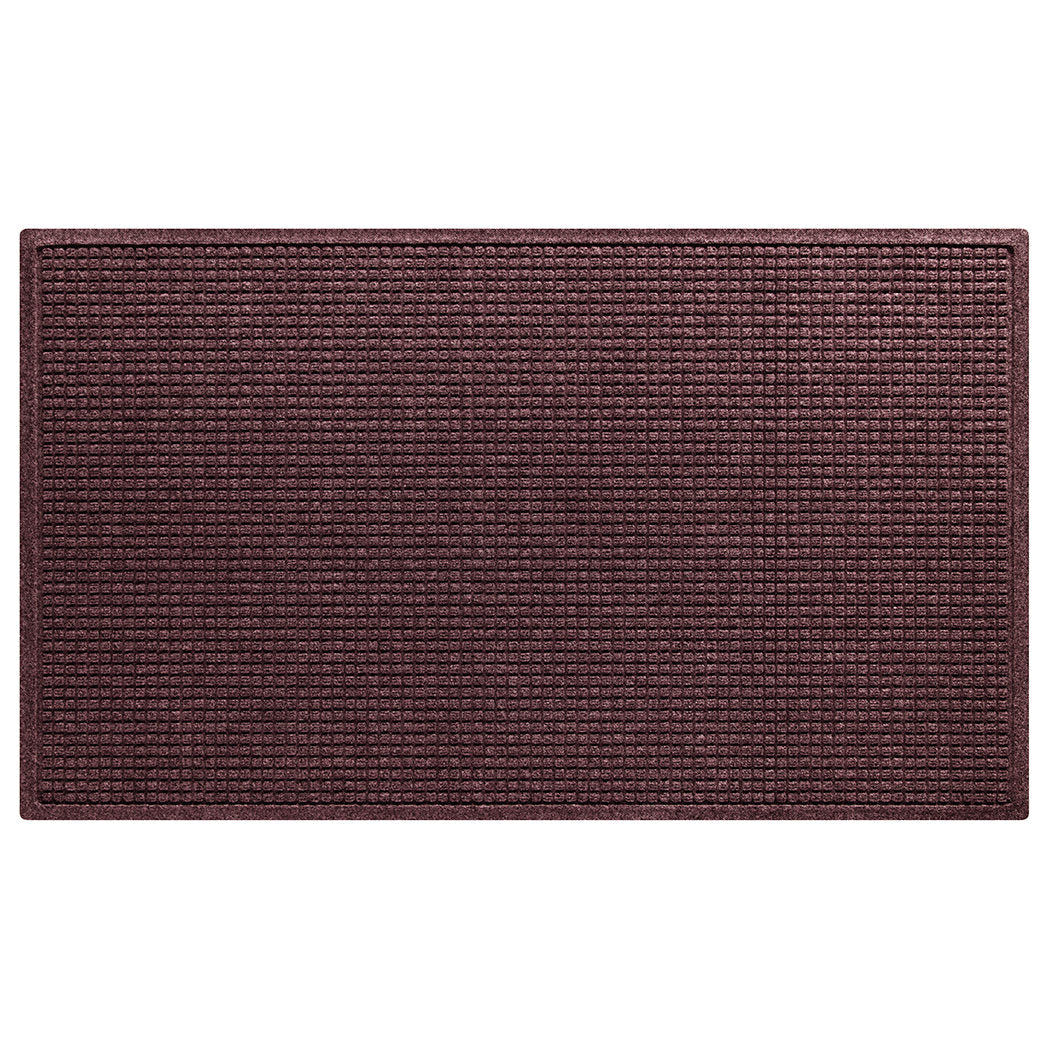 WaterHog Squares 4x6 all-weather door mat with a deep wine red, uniform grid design.