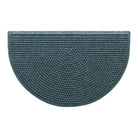 Overhead of  Squares WaterHog indoor/outdoor half-round doormat in a light blue/grey, stain-resistant surface.