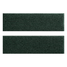 Protective WaterHog squares indoor/outdoor stair treads with a deep green fade-resistant eco-friendly recycled PET surface.