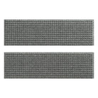 WaterHog indoor/outdoor luxury stair treads in a light grey uniform grid design; an American-made mat.