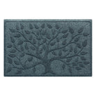 Overhead of WaterHog's Tree of Life durable doormat featuring the large blooming tree on a soft blue, eco-friendly surface, shown on an all-white, flat background.