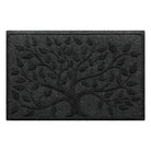 An Overhead of a WaterHog outdoor doormat with a tree design that spans from edge to edge, in a fade-resistance charcoal grey, that is also made from recycled plastic fibers.