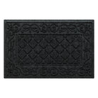 A WaterHog Tristan outdoor doormat in the color charcoal that's a single-door modern mat that is as beautiful as it is hard work - a traditional diamond pattern bordered by an ornate scroll design.