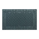 An overhead view of a medium WaterHog Tristan durable doormat with a two-part design - a diamond pattern border but a scroll design, allowing this elegant mat design to be as stylish as it is durable.