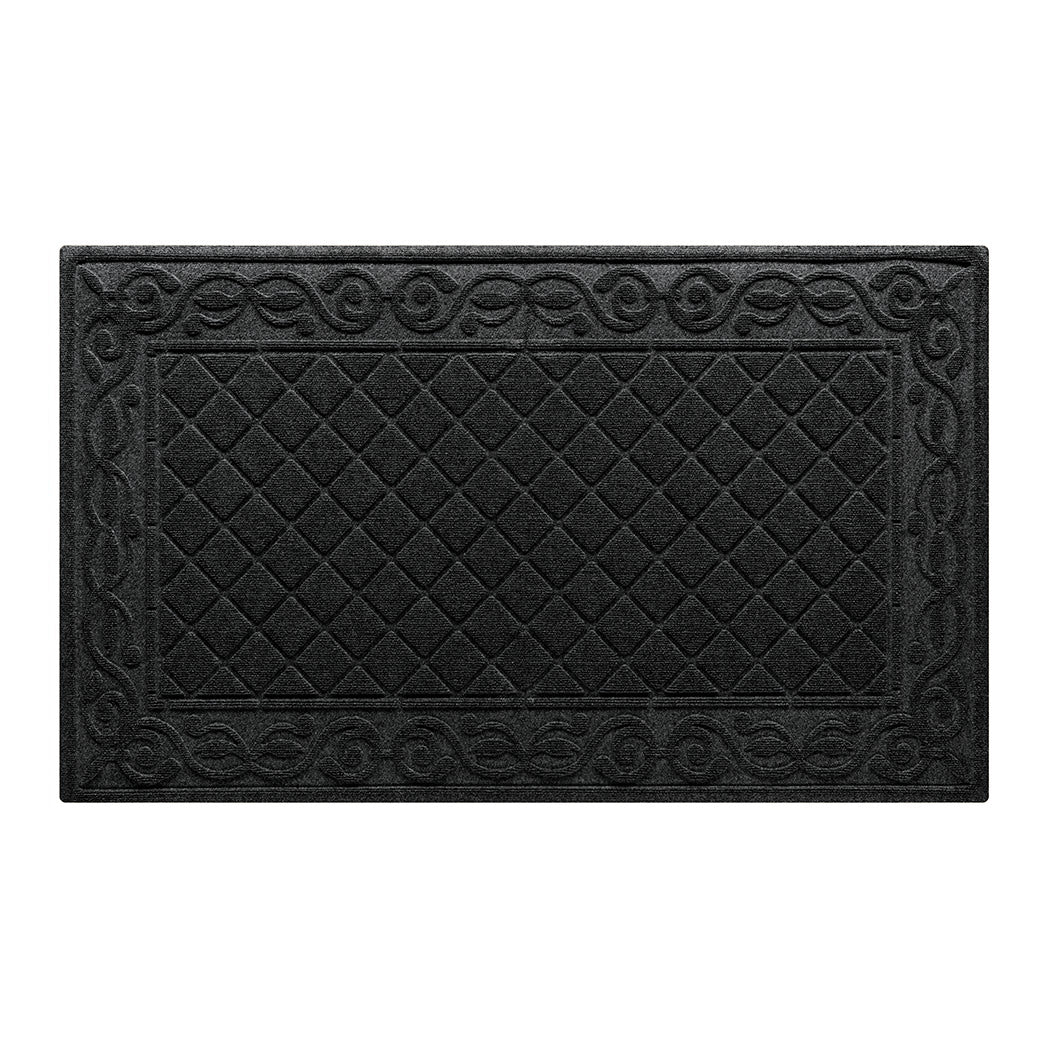 A 3'x5' WaterHog Tristan indoor/outdoor doormat that features the timeless diamond design bordered by the ornate scroll design, all back by durable rubber backing that is made in-house.