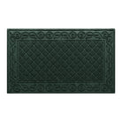 A large WaterHog Tristan doormat in a deep green with a two-part design - an ornate scroll pattern boarding the classic diamonds pattern - all backed by durable rubber that won't crack, crumble, or rot.