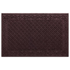 Overhead of WaterHog Tristan doormat in the size 4'x6', a deep red color, and a two-part design of a diamond pattern bordered by a scroll design all backed by WaterHog's incredibly durable rubber backing.