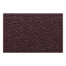 A medium WaterHog doormat in a dark wine color with a bi-level tropical leaf designed to trap dirt and moisture while the water damn border holds water off floors for protection.